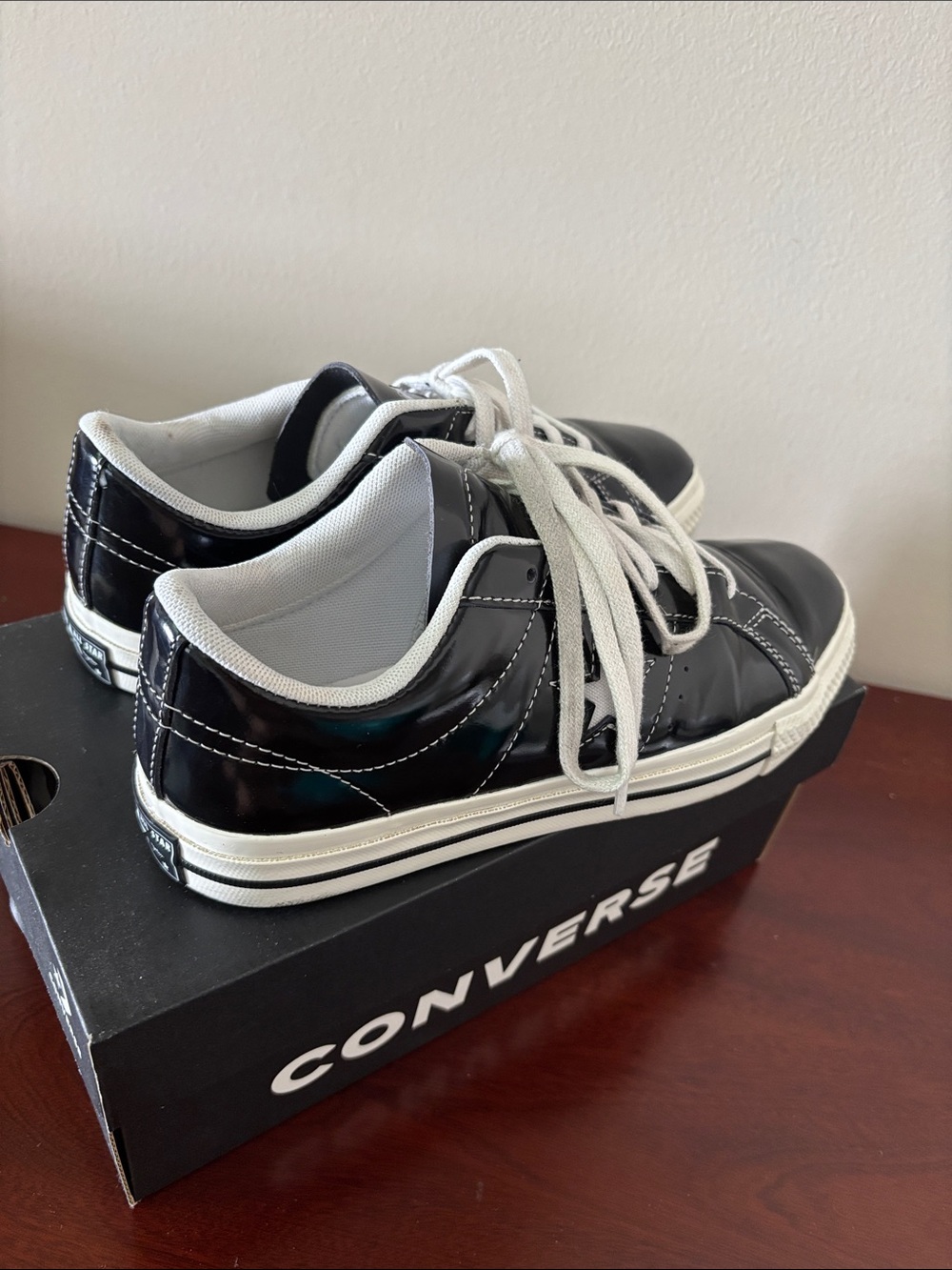 Converse women’s One Star Ox patent leather black unisex sneakers sz.7.5 - Picture 9 of 16